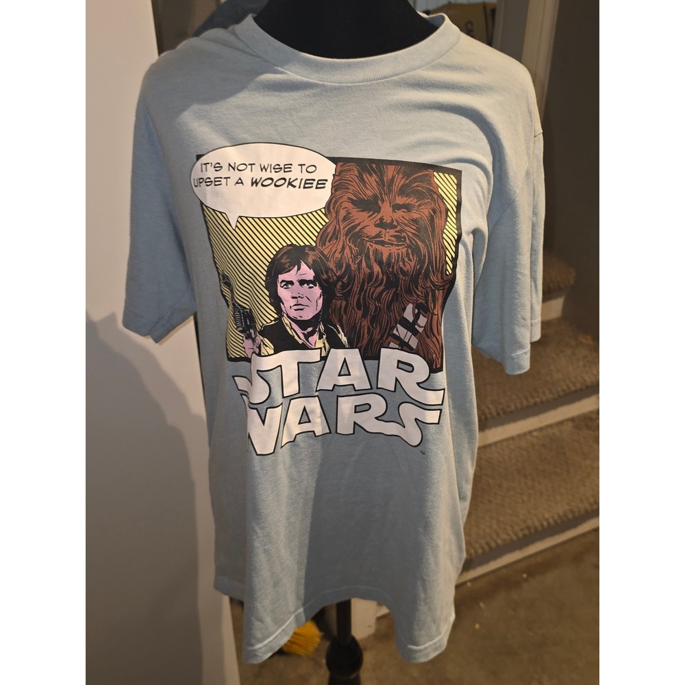 Uniqlo UT Star Wars Han Solo Chewbacca Graphic T-Shirt Mens Medium Blue